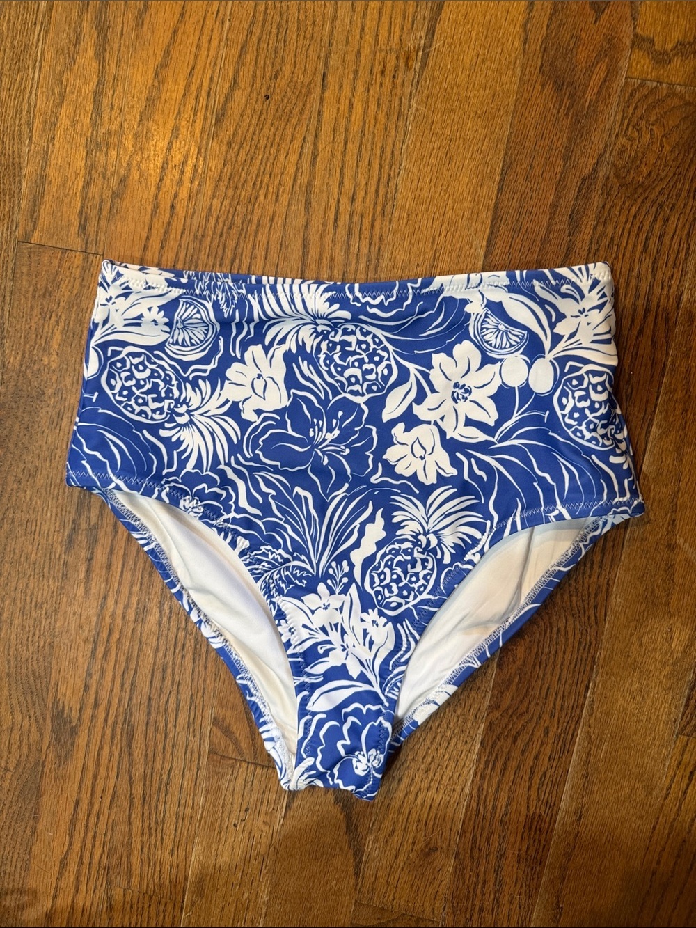 Old Navy Blue and White Floral High-Rise Bikini Bottoms size XS